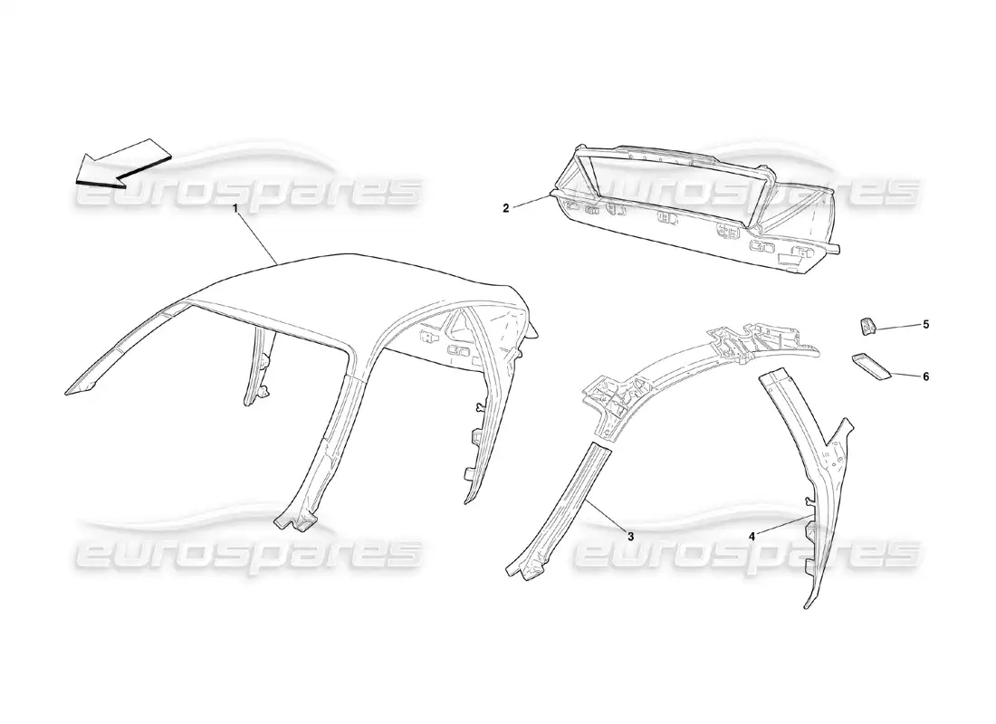 ferrari 360 challenge (2000) estructura del tejado diagrama de piezas