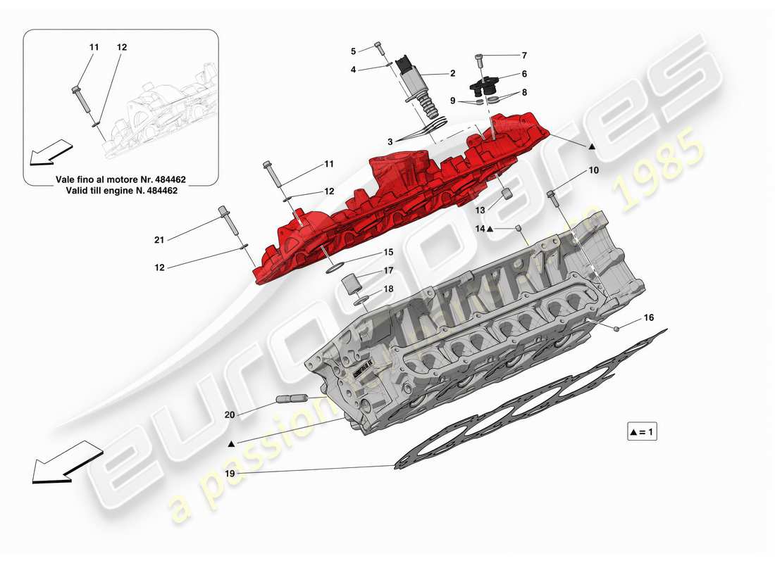 ferrari sf90 stradale culata de cilindro - culata derecha diagrama de piezas