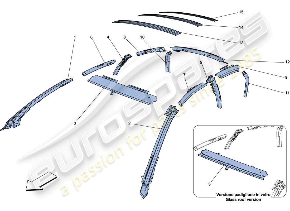 ferrari ff (rhd) diagrama de piezas del invernadero