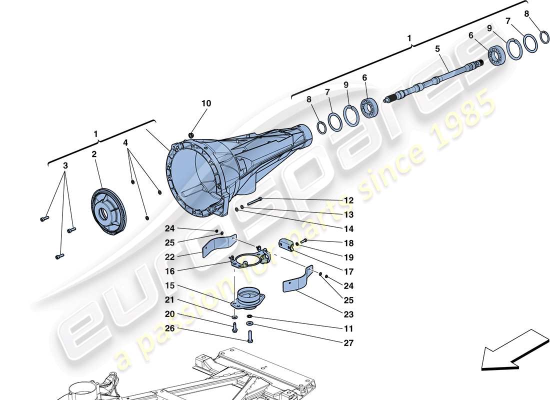 ferrari ff (europe) diagrama de piezas de la caja de transmisión