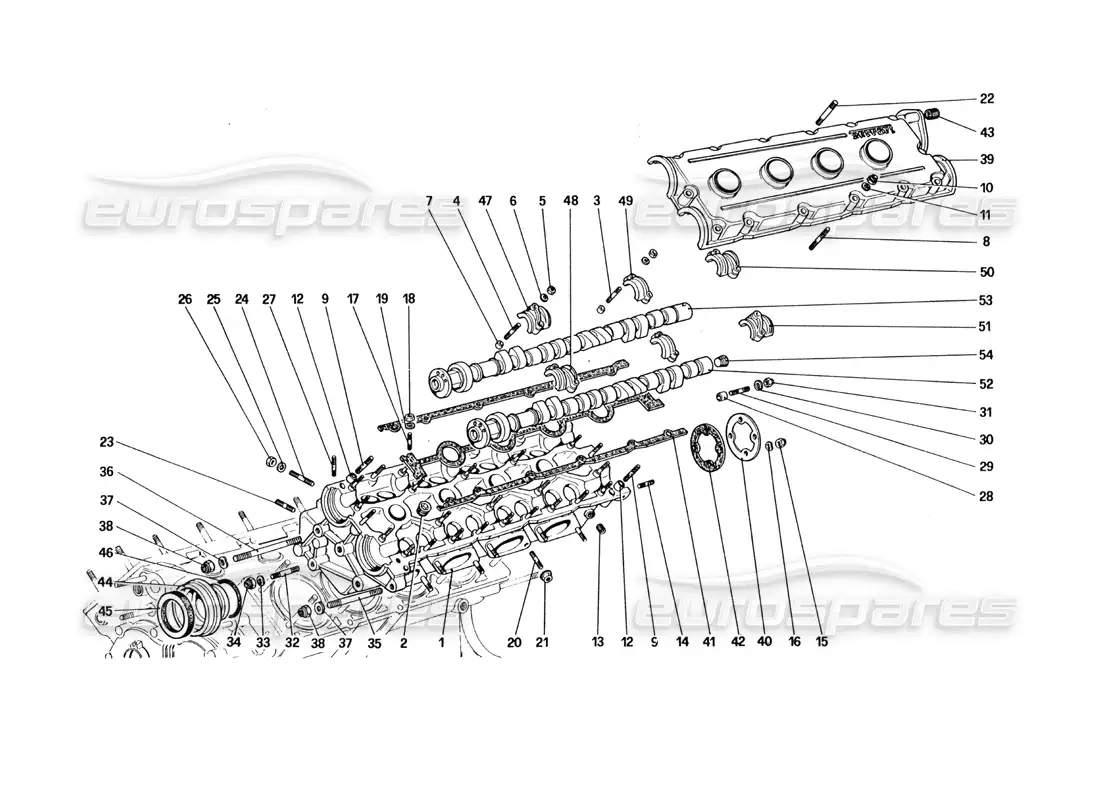 ferrari 328 (1985) culata (izquierda) diagrama de piezas