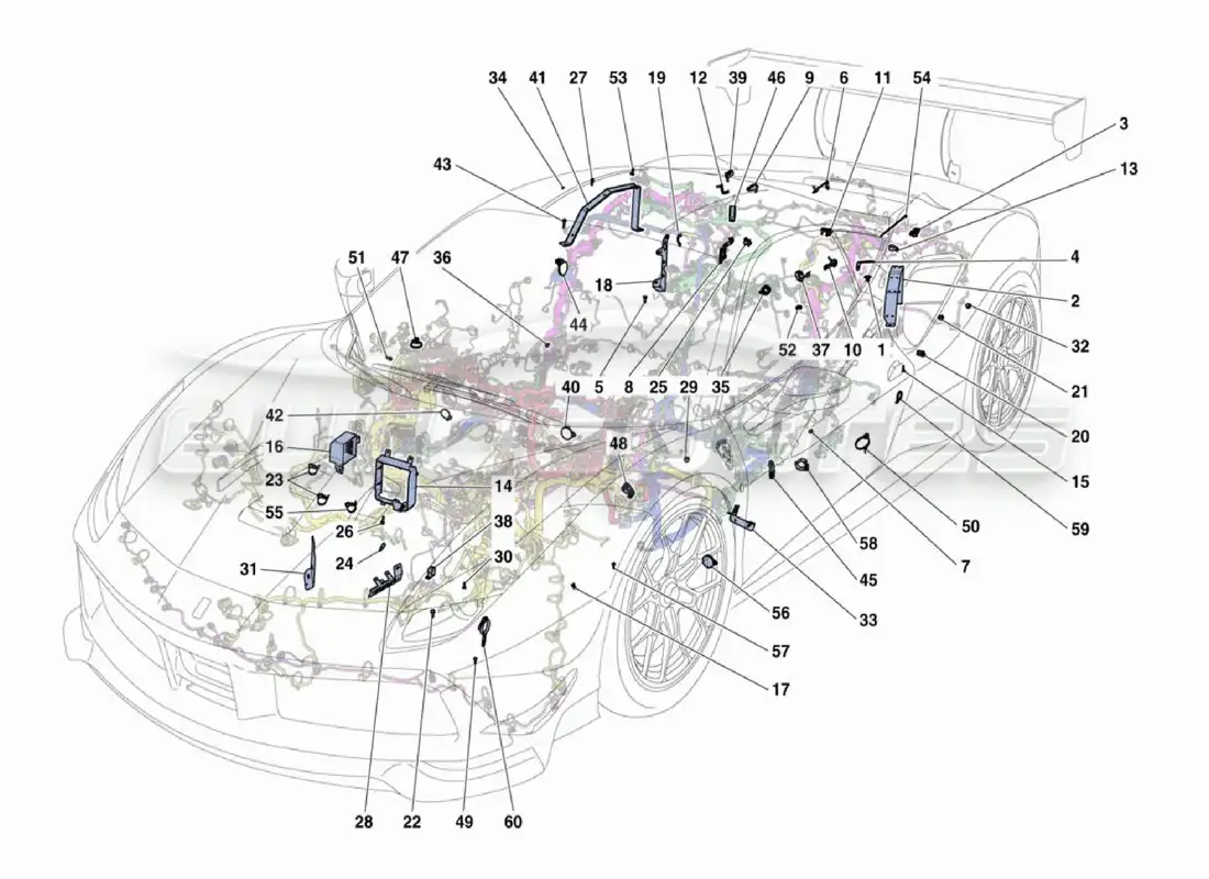 ferrari 488 challenge alambrado diagrama de piezas