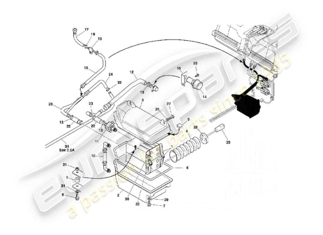 aston martin vanquish (2007) sistema de emisión evaporativa diagrama de piezas