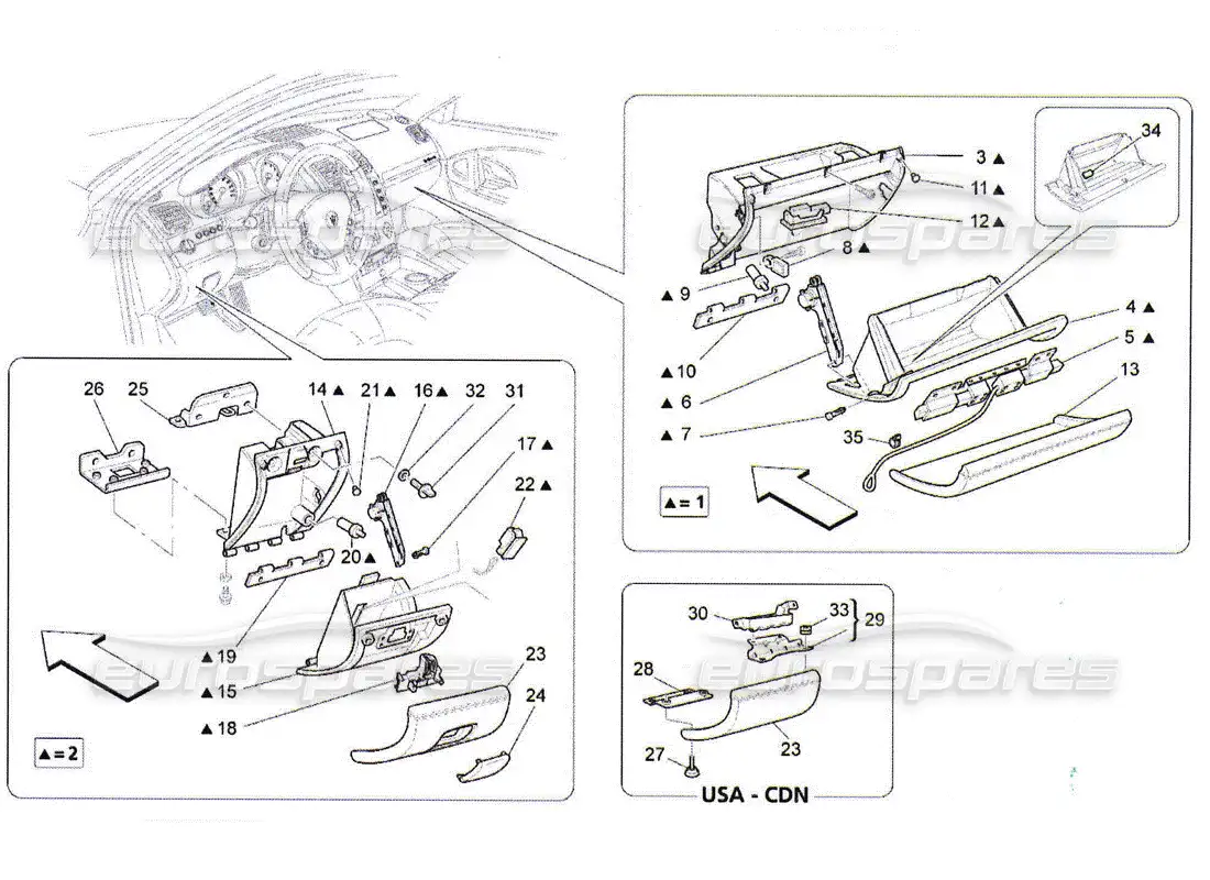 maserati qtp. (2010) 4.2 guanteras diagrama de piezas