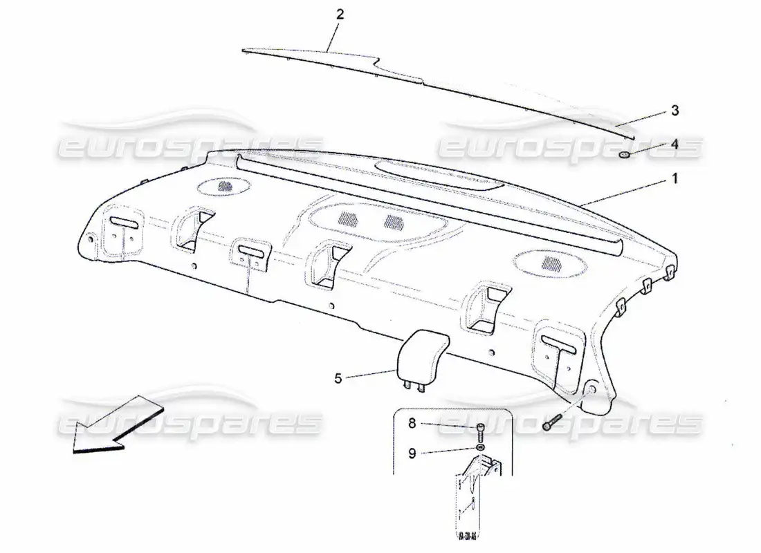 maserati qtp. (2010) 4.7 estante trasero para paquetes diagrama de piezas