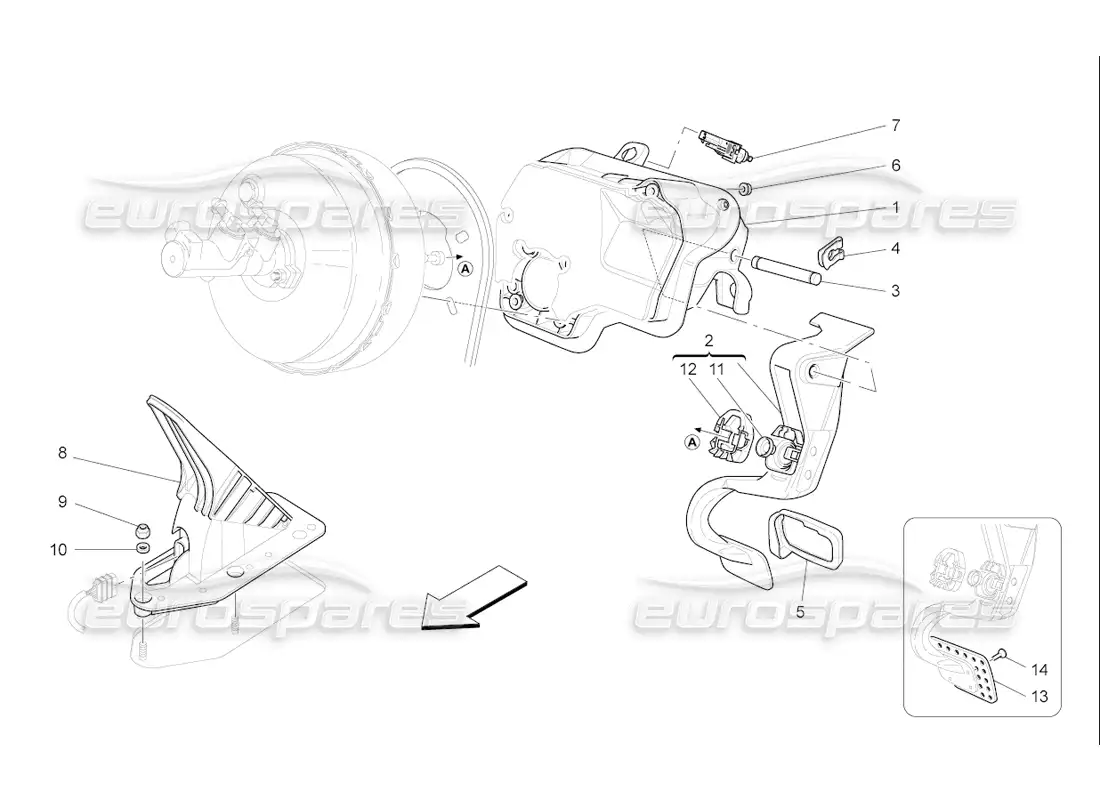 maserati qtp. (2006) 4.2 f1 unidad completa de pedal diagrama de piezas