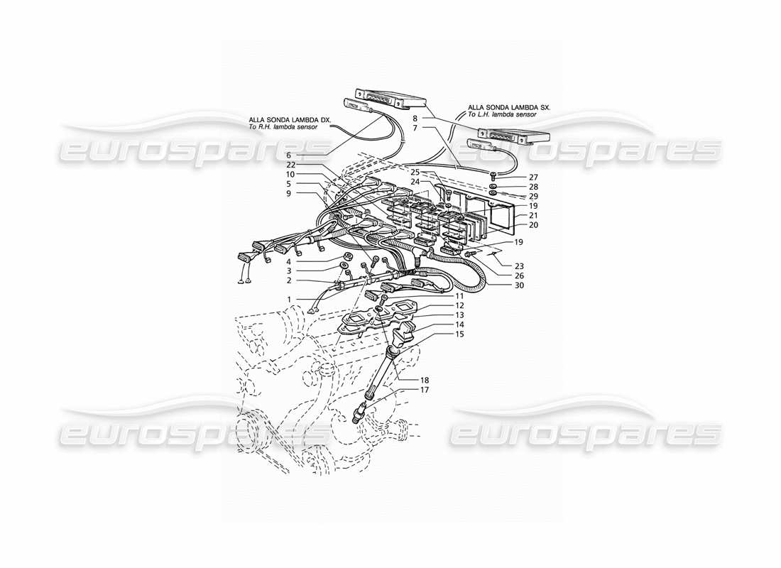 maserati qtp v6 (1996) sistema de encendido (lhd) diagrama de piezas