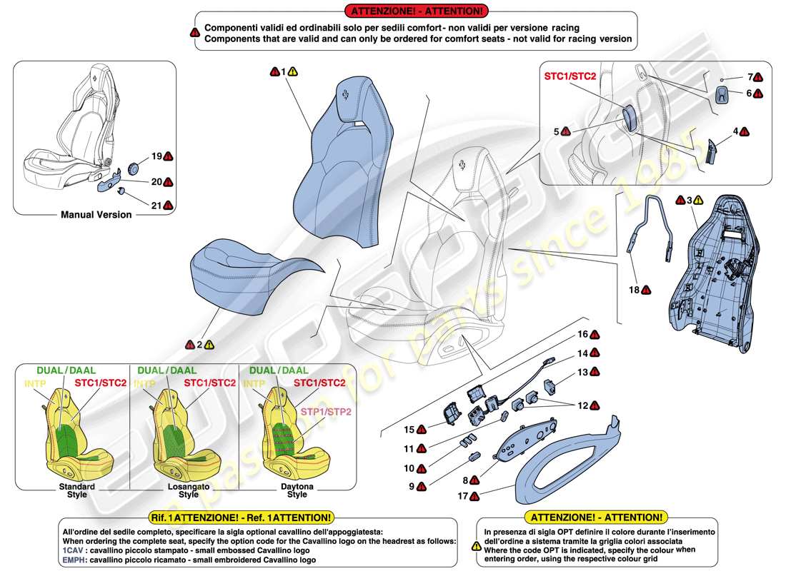 ferrari 488 gtb (rhd) asientos - tapicerías y accesorios diagrama de piezas