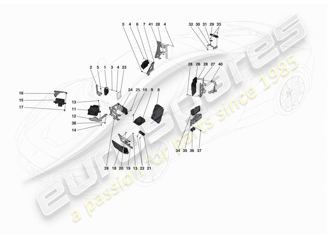 ferrari f8 spider unidades de control del sistema eléctrico diagrama de piezas