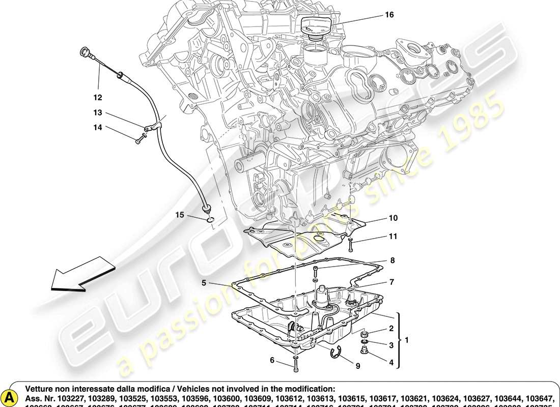 ferrari california (europe) lubricación: circuito y recogida diagrama de piezas
