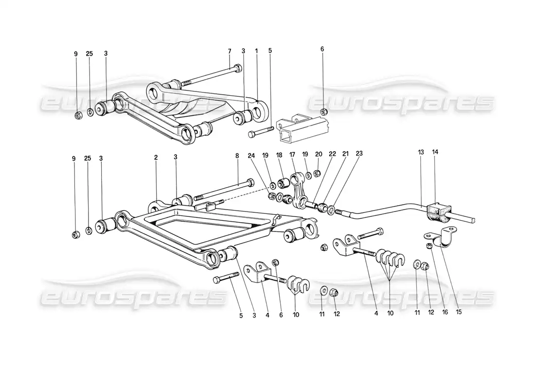 ferrari 208 turbo (1989) suspensión trasera - espoletas (a partir del número de automóvil 76626) diagrama de piezas