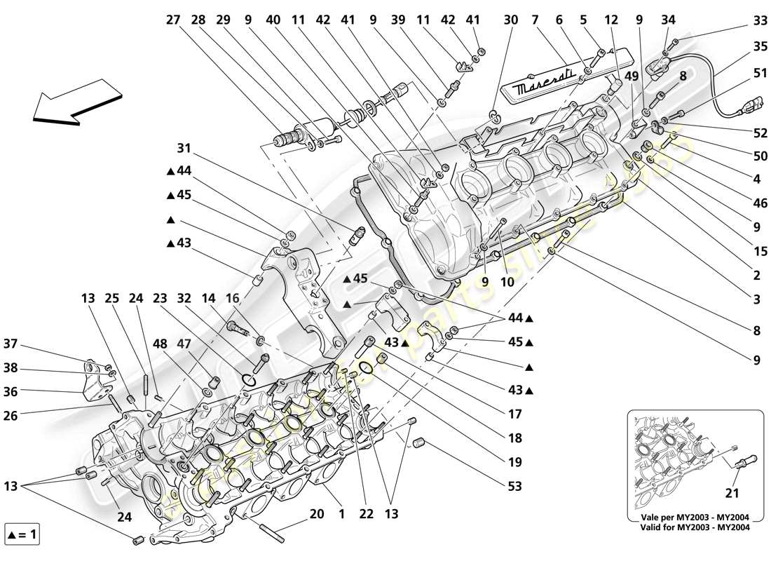 maserati trofeo culata izquierda diagrama de piezas