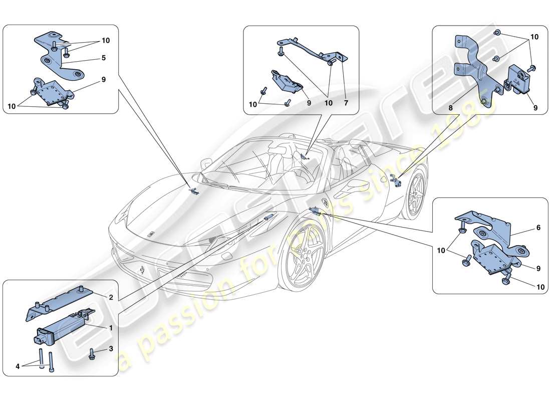 ferrari 458 spider (usa) diagrama de piezas del sistema de control de presión de neumáticos
