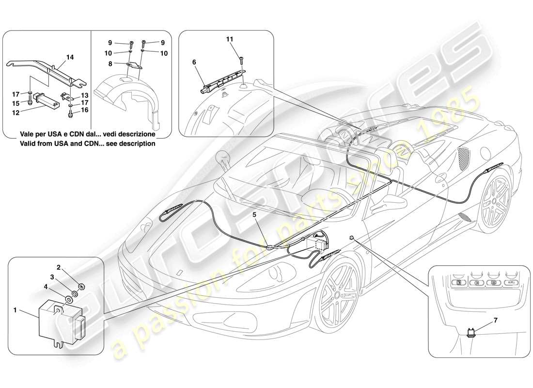 ferrari f430 spider (usa) diagrama de piezas del sistema de control de presión de neumáticos