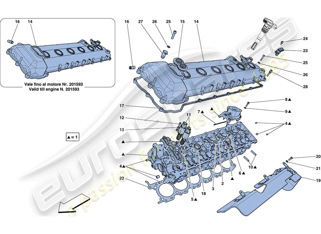 ferrari ff (europe) diagrama de piezas de la culata del mano izquierdo