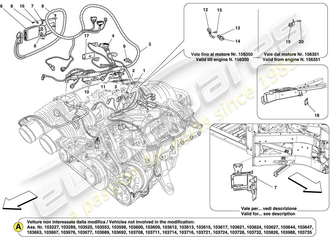 ferrari california (rhd) sistema de inyección derecho - encendido diagrama de piezas