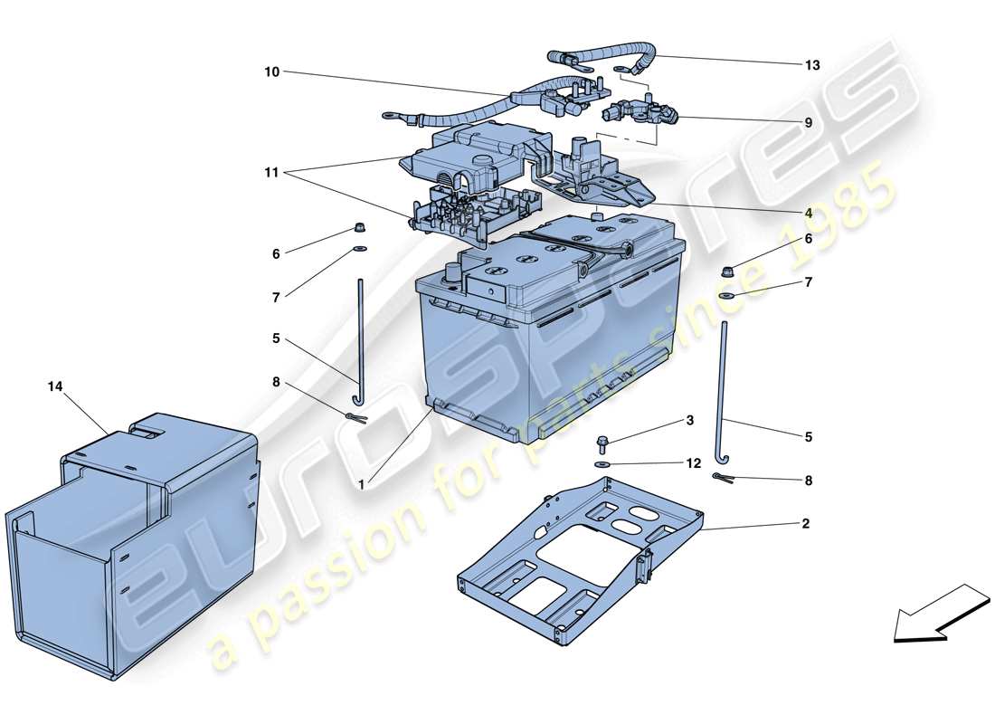 ferrari gtc4 lusso (usa) diagrama de piezas de la batería