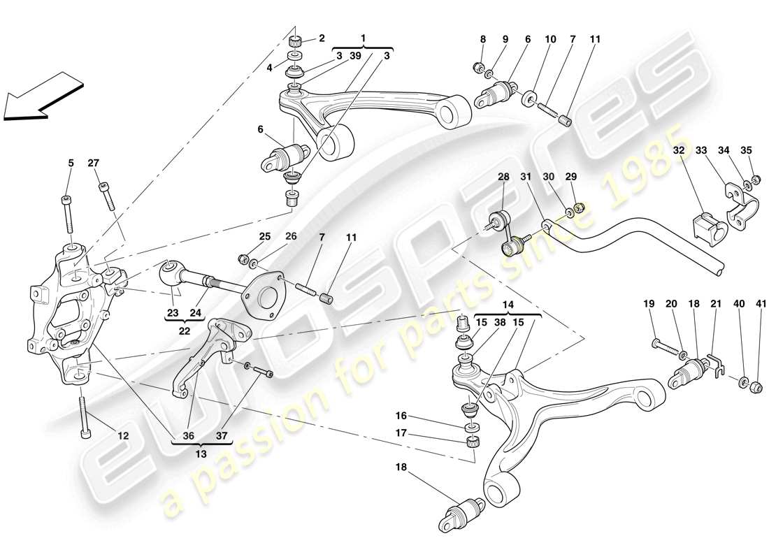 ferrari 599 gtb fiorano (europe) suspensión trasera - brazos y barra estabilizadora diagrama de piezas