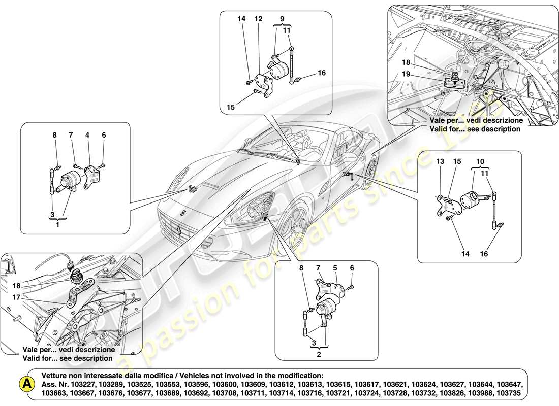 ferrari california (europe) gestión electrónica (suspensión) diagrama de piezas