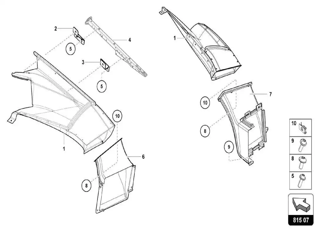 lamborghini centenario spider cartón para conductos de aire diagrama de piezas