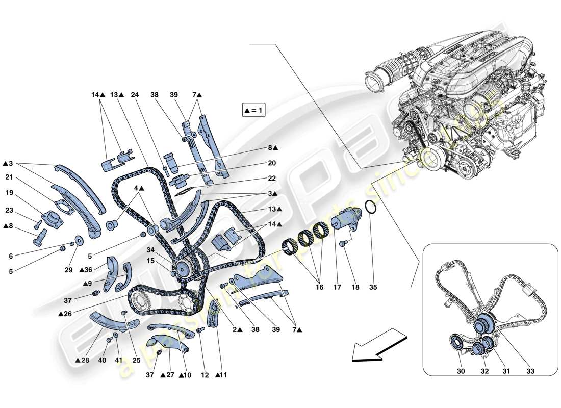 ferrari 812 superfast (usa) sistema de tiempo - conducción diagrama de piezas