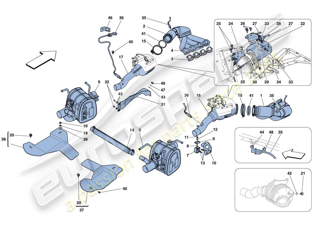 ferrari 458 speciale (usa) diagrama de piezas del sistema de escape