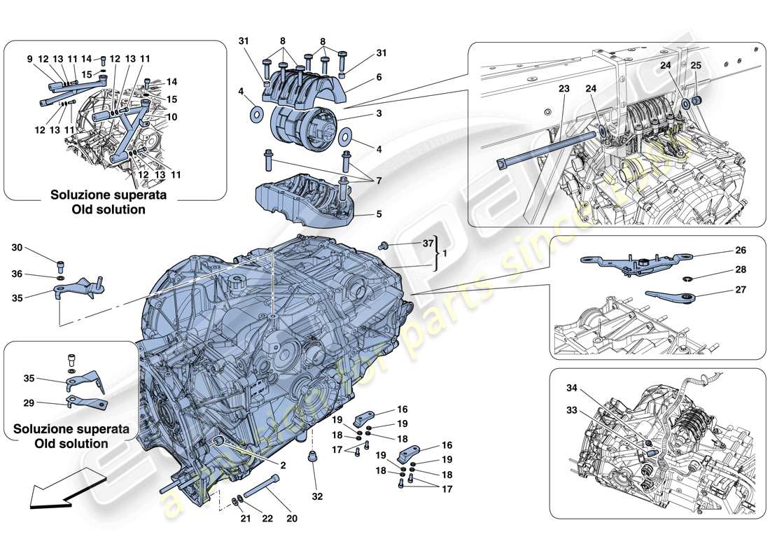 ferrari 458 italia (rhd) diagrama de piezas de la caja de cambios