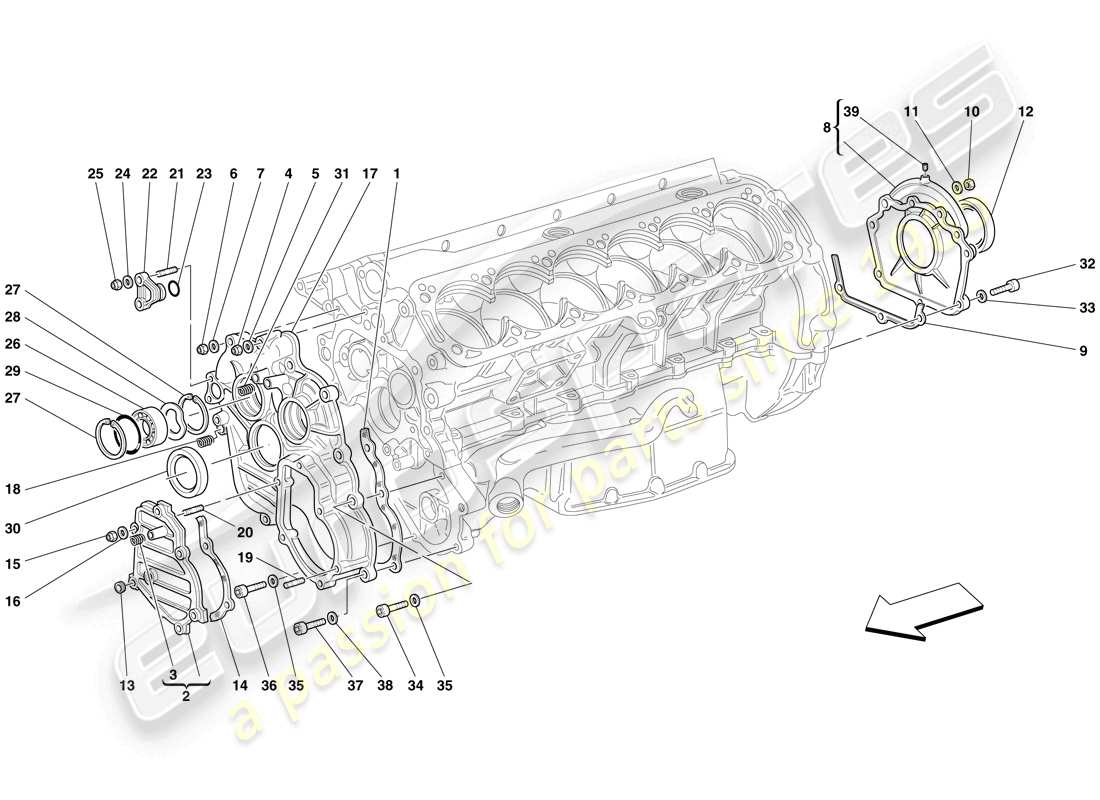 ferrari 612 scaglietti (rhd) ciguenal - tapas diagrama de piezas