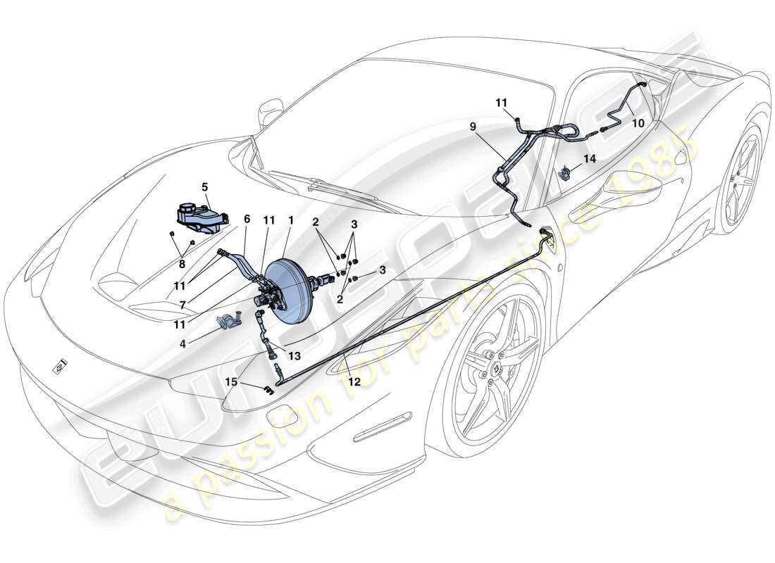 ferrari 458 speciale (usa) diagrama de piezas del sistema de servofreno