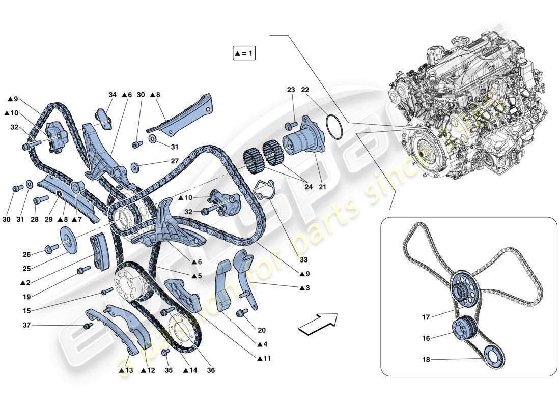 ferrari gtc4 lusso t (rhd) sistema de tiempo - conducción diagrama de piezas