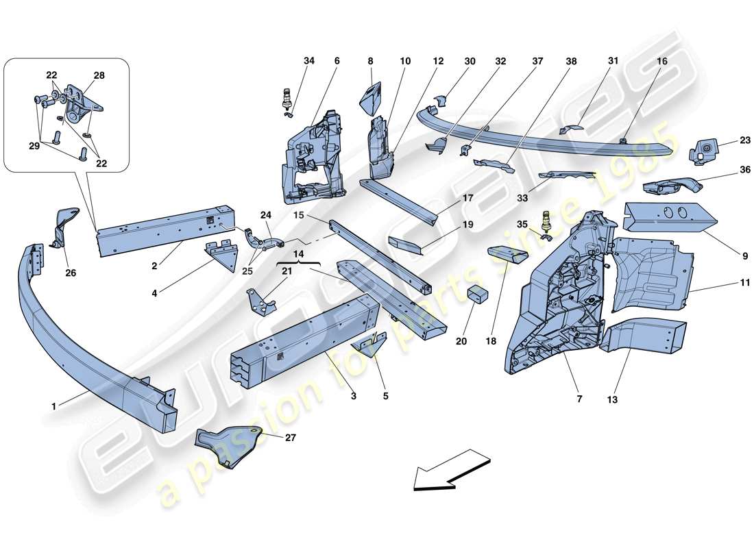 ferrari 458 speciale (usa) chasis - estructura, elementos frontales y paneles esquema de piezas