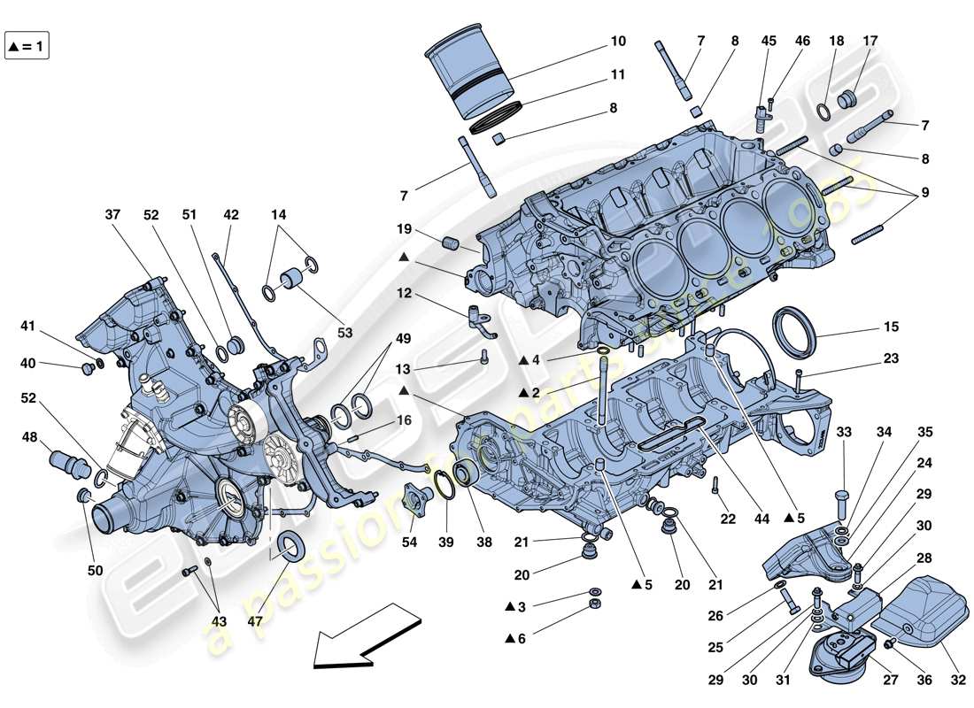 ferrari 458 speciale aperta (rhd) crankcase diagrama de piezas