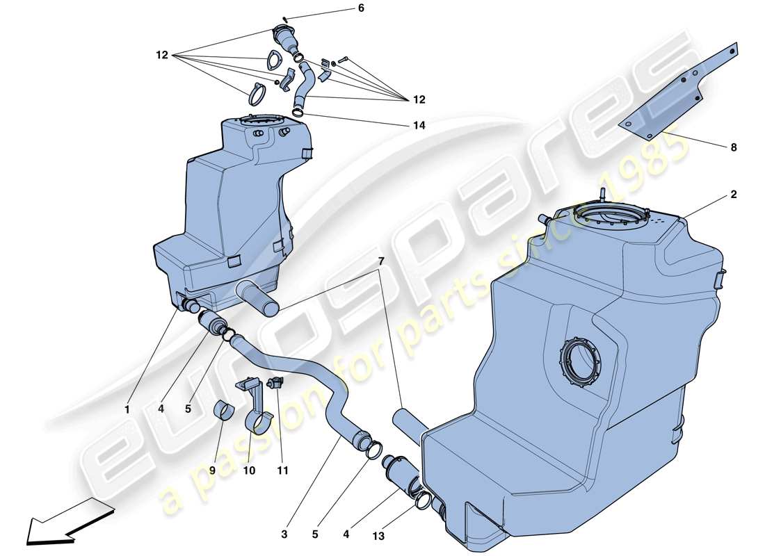 ferrari 458 speciale aperta (rhd) depósitos de combustible y cuello de llenado diagrama de piezas