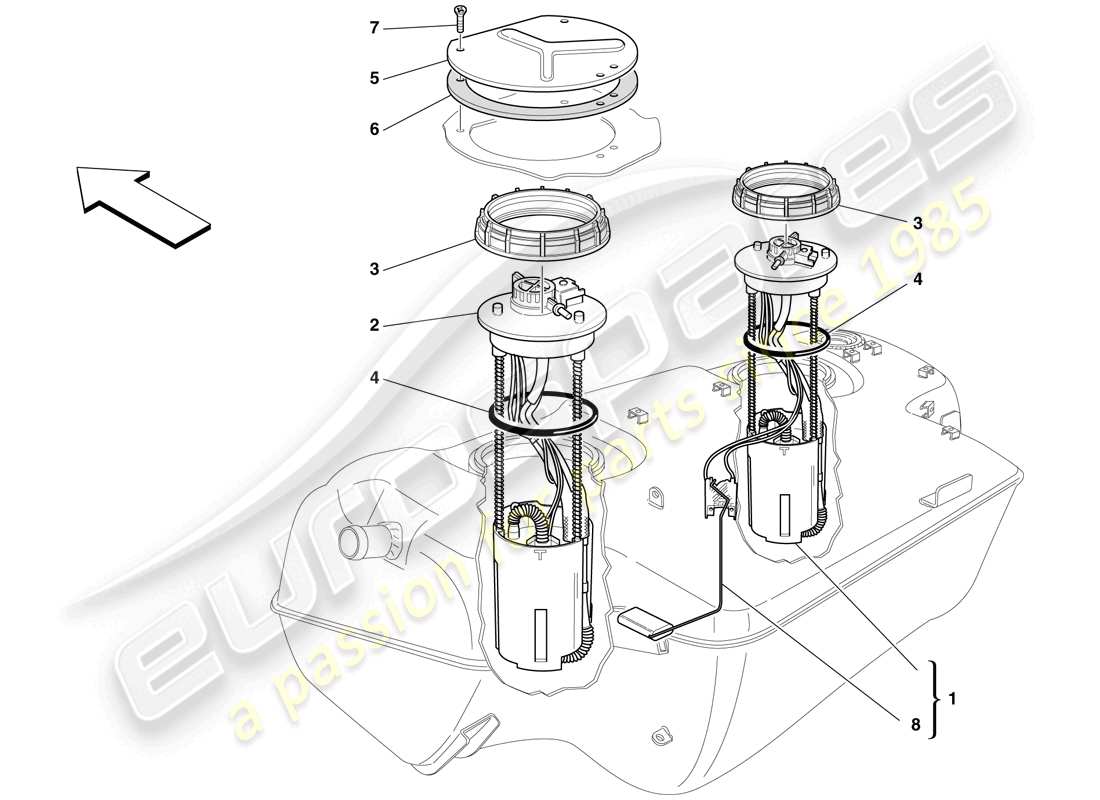ferrari 599 gtb fiorano (rhd) bomba de combustible diagrama de piezas