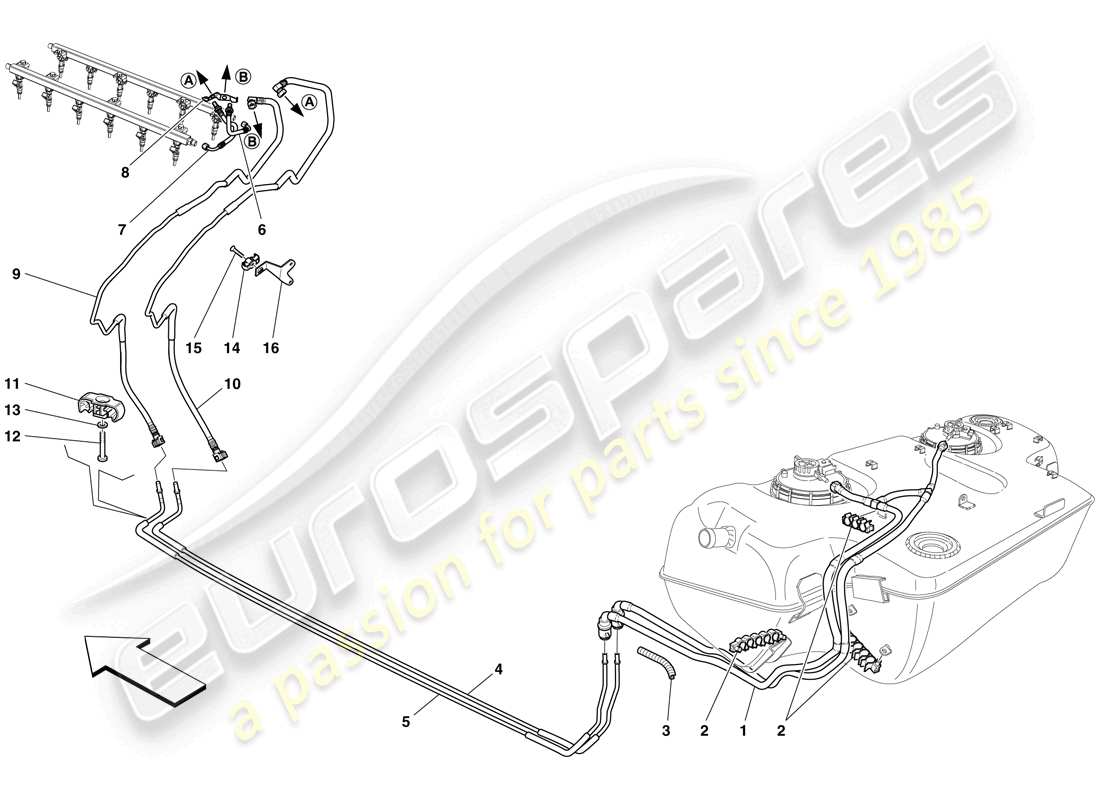 ferrari 599 sa aperta (rhd) diagrama de piezas del sistema de combustible