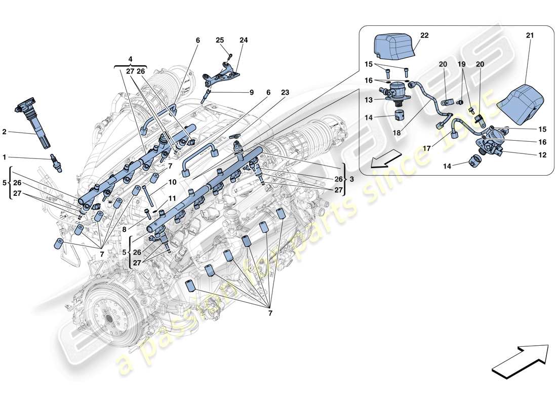 ferrari 812 superfast (europe) inyección - sistema de encendido diagrama de piezas