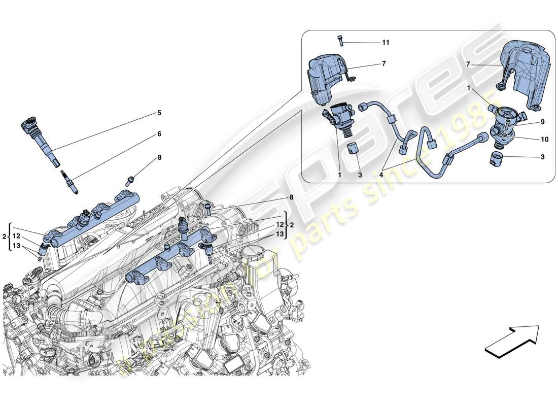 ferrari gtc4 lusso t (europe) inyección - sistema de encendido diagrama de piezas