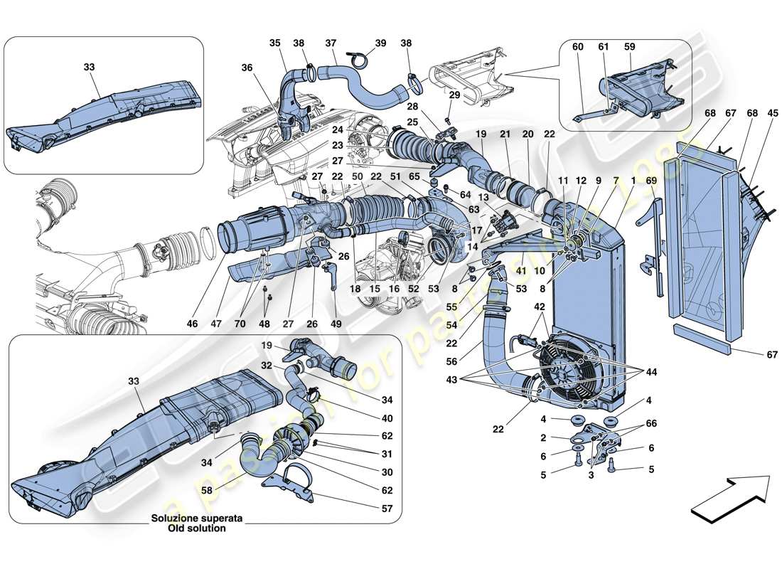 ferrari 488 spider (usa) diagrama de piezas del intercooler