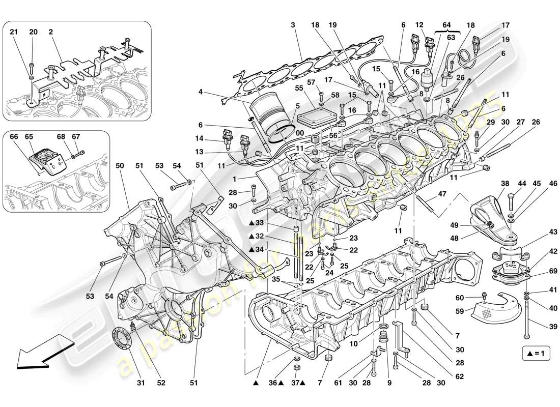 ferrari 599 gtb fiorano (europe) crankcase diagrama de piezas