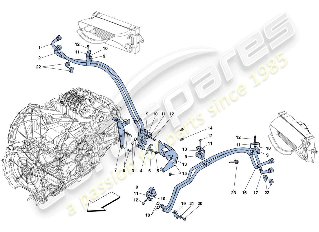 ferrari 458 speciale (usa) sistema de enfriamiento y lubricación del aceite de la caja de cambios diagrama de piezas