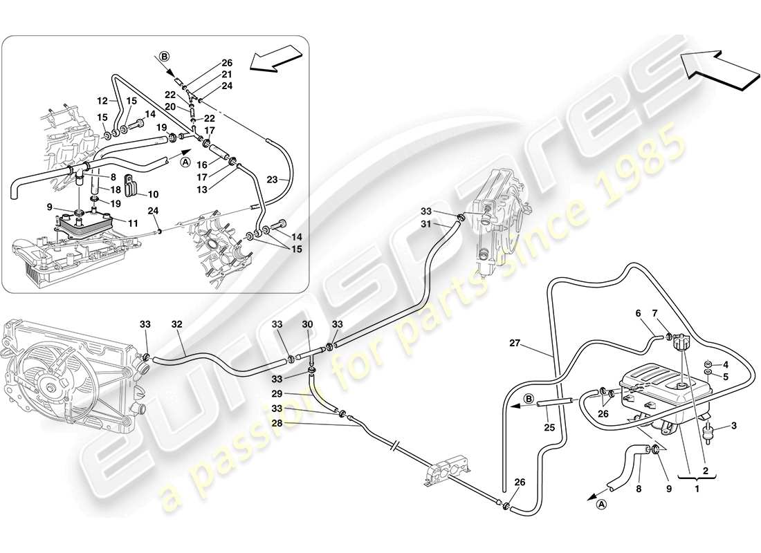 ferrari f430 coupe (rhd) tanque previsor diagrama de piezas