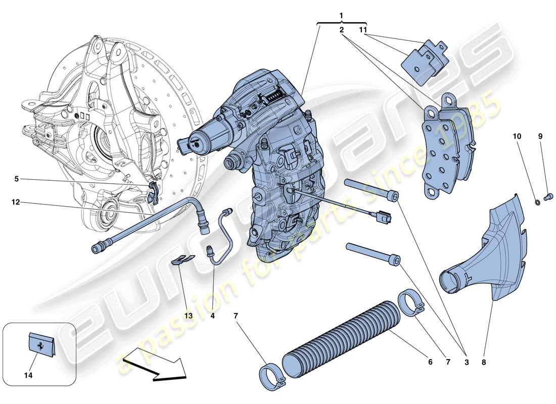 ferrari 458 speciale aperta (rhd) pinzas de freno trasero diagrama de piezas