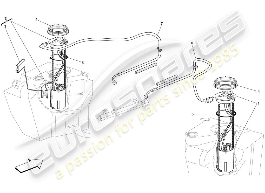 ferrari f430 spider (rhd) bombas y tubos del sistema de combustible diagrama de piezas