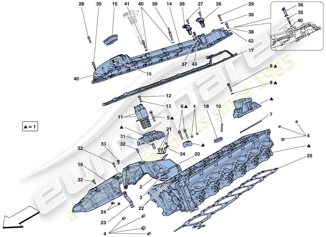 ferrari 812 superfast (usa) culata del lado derecho diagrama de piezas