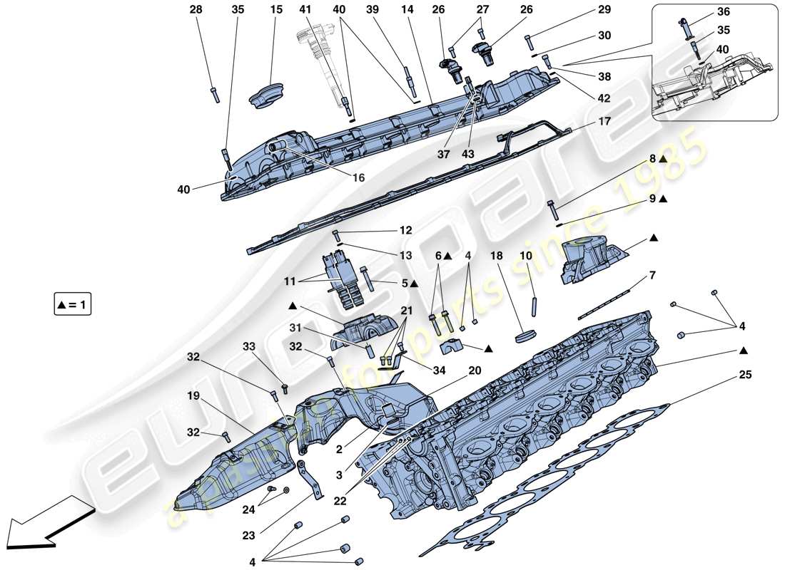 ferrari 812 superfast (usa) diagrama de piezas de la culata del lado derecho