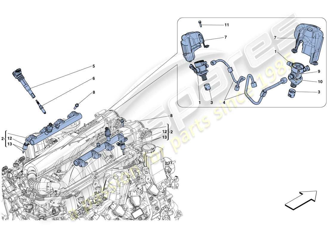 ferrari gtc4 lusso t (usa) inyección - sistema de encendido diagrama de piezas