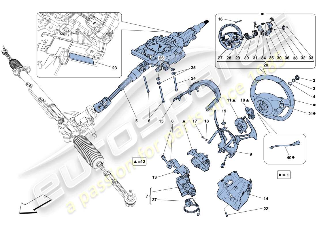 ferrari 458 italia (rhd) control de dirección diagrama de piezas