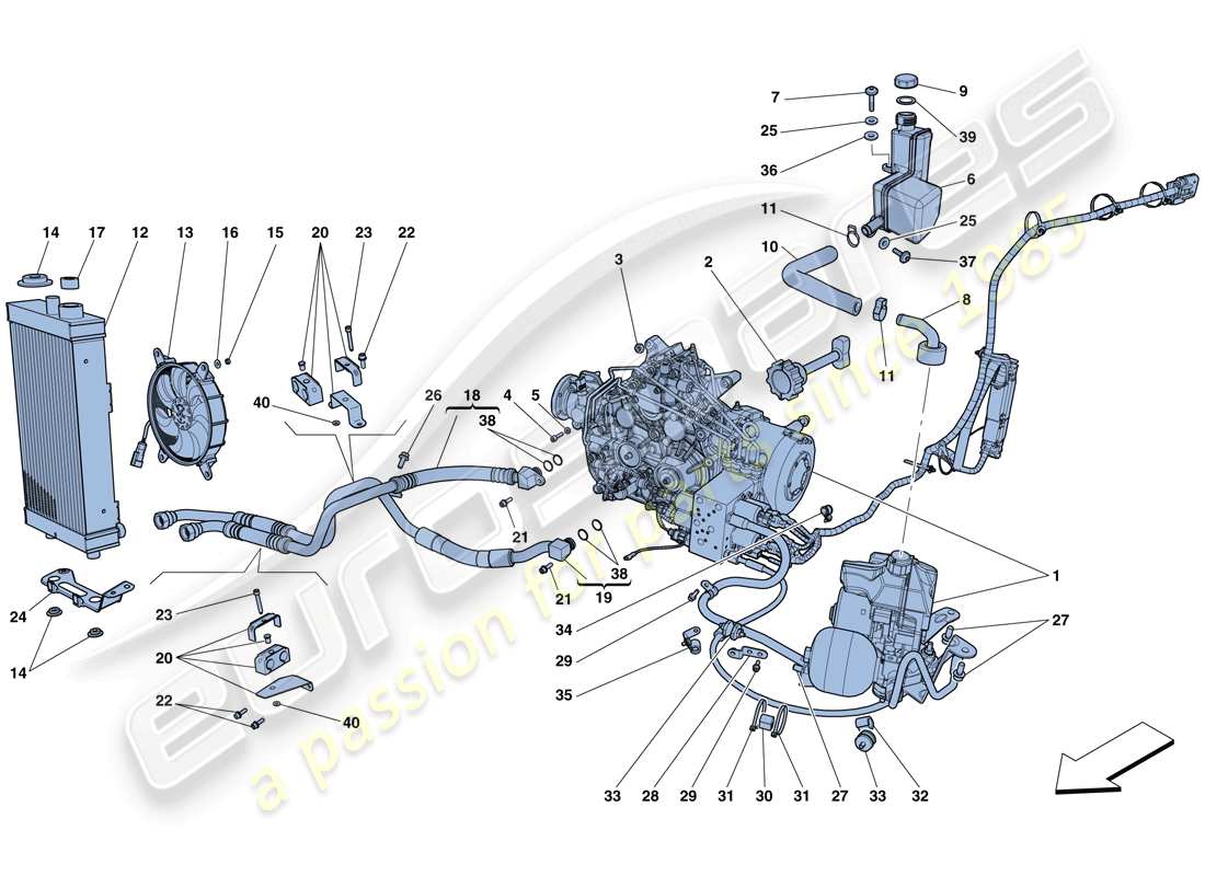 ferrari gtc4 lusso (rhd) sistema ptu diagrama de piezas