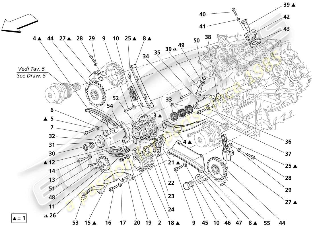 maserati trofeo sincronización - controles diagrama de piezas