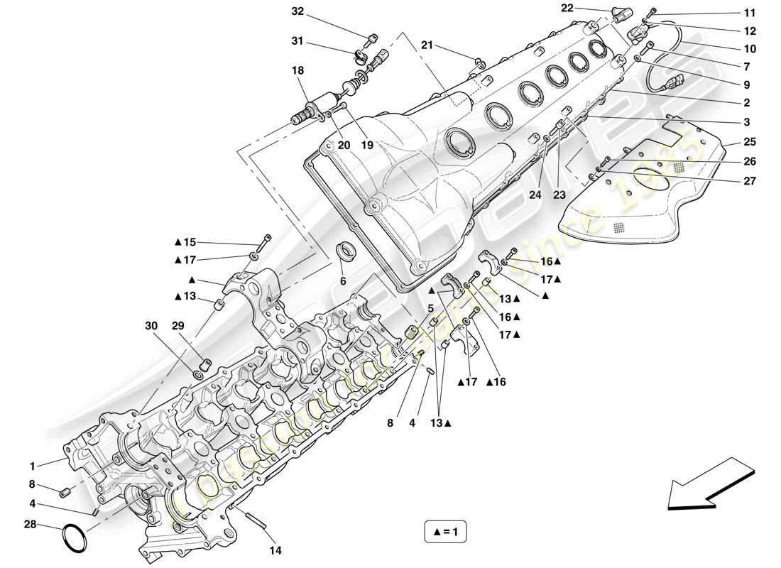 ferrari 599 gtb fiorano (europe) left hand cylinder head diagrama de piezas